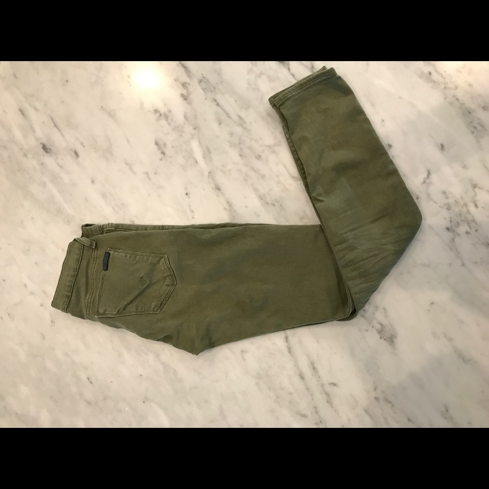 Hudson Army Green Ankle Skinny Jeans Size 25